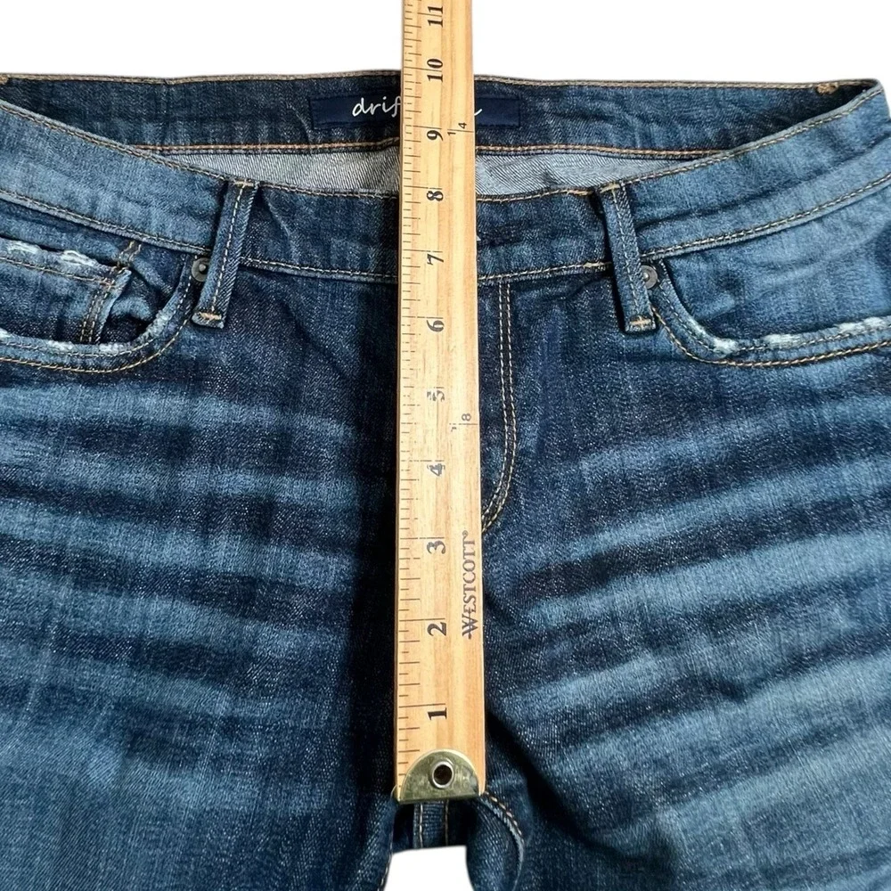 Driftwood Womens 28 Dark Wash Low Rise Slim‎ Straight Distressed Jeans